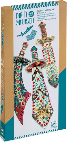 DJECO DIY Like A Pirate Sword - اصنع مغامرة القرصان الخاصة بك للمدرسة أو الهدايا - ممتعة ومبتكرة للعائلة والأصدقاء، لعبة DIY مع مجموعة سيف ملصقات فسيفساء للأطفال بعمر 5 سنوات فما فوق in Kuwait
