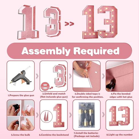 Paready 4FT Marquee 16 Numbers Rose Gold, Light Up Numbers 16 Pink 16th Birthday Decorations, Large Number 16 Light Up Foam Board for Girls 16th Birthday Party DIY Decorations Anniversary in Kuwait
