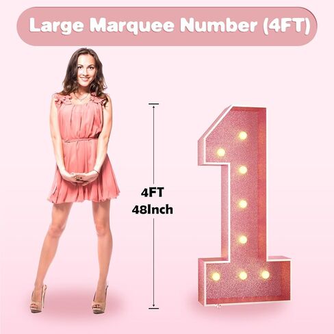 Paready 4FT Marquee 16 Numbers Rose Gold, Light Up Numbers 16 Pink 16th Birthday Decorations, Large Number 16 Light Up Foam Board for Girls 16th Birthday Party DIY Decorations Anniversary in Kuwait