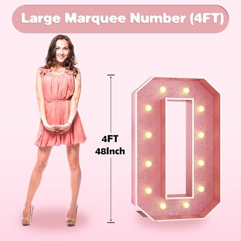Paready 4FT Marquee 16 رقمًا من الذهب الوردي، أرقام مضيئة 16 ديكورًا ورديًا لعيد الميلاد السادس عشر، رقم كبير 16 لوح إسفنجي مضيء للفتيات في حفلة عيد الميلاد السادس عشر DIY ديكورات الذكرى السنوية in Kuwait