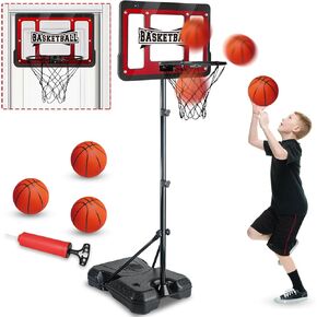 Kids Basketball Hoop - Adjustable Height Basketball Toy with Stand, Toddler Basketball Toys Gifts for Boys Age 3 4 5 6 7 8, Kids Basketball Goal Indoor Outdoor Backyard Sport Game