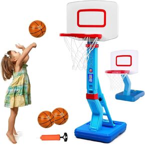 Toddler Basketball Hoop Indoor Outdoor for Kids 1-3 Height Adjustable Baby Basketball Hoop Set Portable Basketball Goal Poolside Basketball Hoop for Swimming Pool Basketball Toy for Boys Girls 2-8