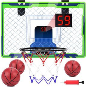 Mini Over The Door Basketball Hoop Indoor for Kids, Small Office Basketball Hoop with Scoreboard, Sports Toys for Boys Age 4-7 8-12 Year Old, Birthday Ideas Gifts