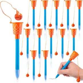 Epakh 20 Pcs Basketball Hoop Pens Basketball Party Favors with Blue Pencil Holders Novelty Pens for Kids Foam Pen Cushion Sports Party Favors for Sports Themed Birthday Party Supplies, 0.7 mm