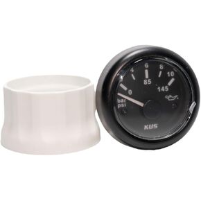 KUS CPPR-BB, 10-184 Ohm, 0-145psi (0-10 bar), Electric Oil Pressure Gauge, 12V / 24 V, 2" (52mm) with Backlight