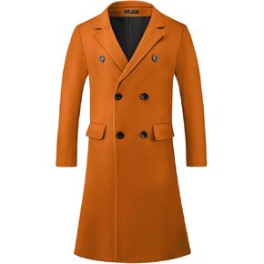 Lars Amadeus Long Trench Coat for Men's Double Breasted Notched Collar Warm Winter Business Overcoat with Pockets