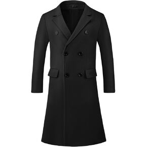 Lars Amadeus Long Trench Coat for Men's Double Breasted Notched Collar Warm Winter Business Overcoat with Pockets