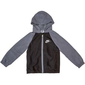 Nike Sportswear Light Weight Hooded Windrunner Full-Zip Jacket - Black/Grey - Kids Size 7