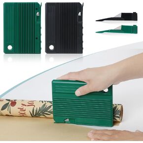Quicker and Easier Gift Wrap Cutter (2-Pack) | Wrapping Paper Cutter with Replaceable Blade Sets | Christmas Holiday Birthday Wrapping Tool(Black+Green)