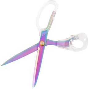 Acrylic Rainbow Scissors, 9" Ultra-Sharp Titanium Coated Blades and Sharp All-Purpose Scissors, Sewing Scissors, Office Scissors, Comfortable Handle Design, Versatile Usage