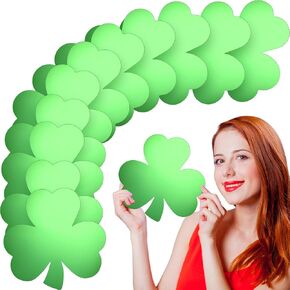 Ctosree 100 Pcs Large St. Patrick's Day Shamrock Cutouts 12 Inch Green Paper Shamrocks Clover Cut Outs Shamrock Shape Die Cuts for Irish Holiday Classroom Bulletin Border School Craft Decorations