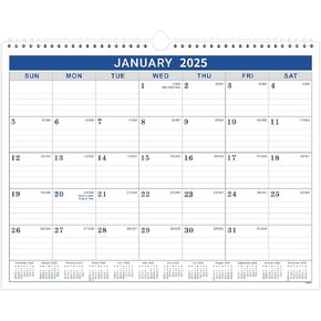 تقويم 2025 - تقويم حائط 2025 من يناير 2025 - ديسمبر 2025، تقويم الحائط 2025 14.8 بوصة × 11.5 بوصة، تقويم حائط 2025 مع تاريخ جوليان، ورق سميك، كتلة كبيرة