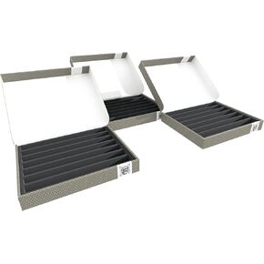 Feldherr Storage Box FSLB040 for Model Railway locomotives, Wagons and Vehicles - 7 Slots for N Gauge Horizontal, Amount:3 pcs.