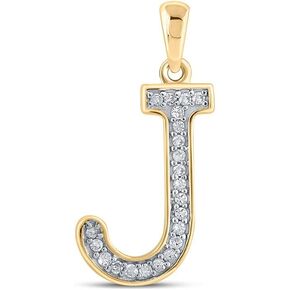 10k Yellow Gold Womens Round Real Natural Diamond I2 clarity; G-H color Initial J Letter Pendant 1/20 Cttw (Length 0.79 inches Width 12.8 mm) in Saudi Arabia
