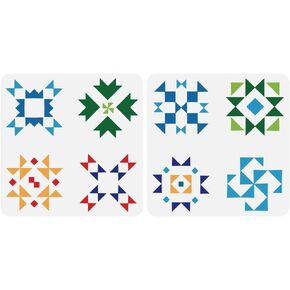 FINGERINSPIRE 2 قطعة Sunshine Barn Quilt Stencil 11.8x11.8" قابلة لإعادة الاستخدام 2 أنماط Kaleidscope لحاف كتلة رسم قالب هندسي موضوع الديكور استنسل للرسم على أثاث نسيج الجدار الخشبي