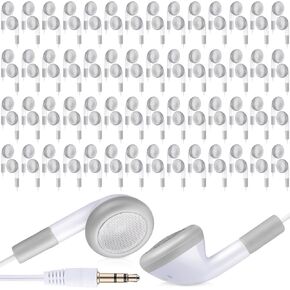 Konohan 150 Packs Earphones with 3.5 mm Headphone Plug Earbud and in Ear Headphones Black Earbuds Bundle Earbuds Headphones Ear Buds for Classroom Kids School Children Students Libraries Hospitals