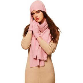 100% Merino Wool Knited Hat Gloves & Scarf Set Ideal Gift for Women.