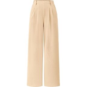 PRETTYGARDEN Women's Wide Leg Dress Pants Dressy Casual High Elastic Waisted Work Office Trousers Palazzo Pants