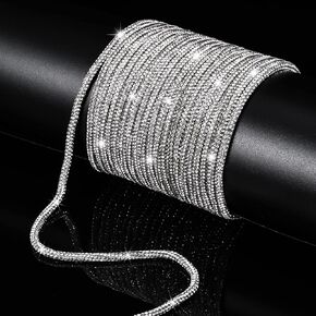 Shappy 20 Yards Rhinestone Glitter Shoelaces Shoe Laces Cord Crystal Bling Shiny Round Cords Hoodie Drawstring for DIY Sweatpants Sneakers Hoodies Dress Decorations, White