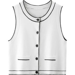 Totatuit Vest Tops for Women Cropped Sweater 2024 Fall Button Up Work Tank Top Outfits Y2K Clothes