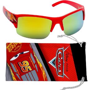 Sun-Staches Lightning McQueen Toddler Sunglasses - Stylish, Comfortable & Durable UV-Protective Lightning McQueen Cars Sunglasses With Soft Carrying Case - Official Cars Disney Pixar Accessories