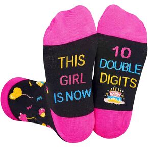 10 Year Old Girl Birthday Gifts Ideas, Tween Girls Gifts Socks with Sayings Birthday Gifts for 10 Year Old Girls, DOUBLE DIGITS Birthday Girl Socks, 10th Birthday Gifts for Girls Daughter Fun Socks