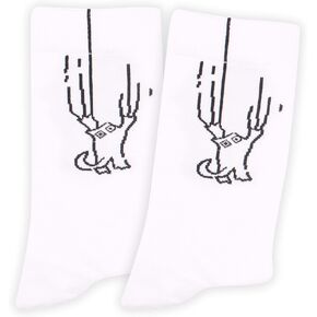 Novelty Socks with Crazy Cat, White Socks with Mad Cat, Funny Cat Gifts for Cat Lovers Men&Women, Friends, Family, International Cat Day, Birthday, Christmas, Thanksgiving, Easter. (029)