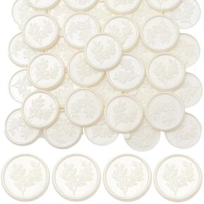 Wax Seal Stickers, ONWINPOR Eucalyptus Wax Seal Stickers, 50 Pcs Self- Adhesive Prosecco Pearl White Wax Sealing Stickers, Round Wedding Wax Seal Stickers (Eucalyptus White)