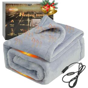 12V Heated Blanket for car,Machine Washable Car Electric Blanket Heated Travel Blanket Plug in Flannel Heating Throw for Car Truck SUV Van 40x55" with Controller 3 Heating Level