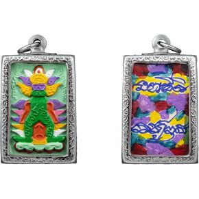 Magic Thai Buddha Amulet Protection (Green) Yak of Wat Lamut, Lp Montri, RARE Talisman Pendant…