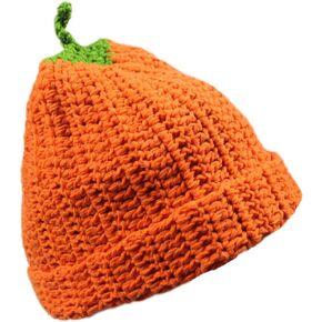 Unisex Winter Costume Knitted Crochet Pumpkin Skiing Snowboarding Beanie Hat Cap Yellow