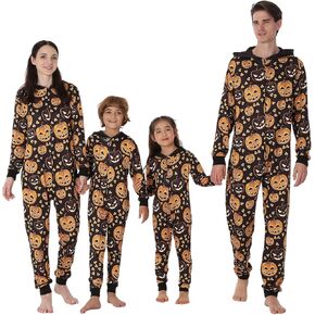 Matching Halloween Onesie Pajamas for Family, Holiday One Piece PJs, Cute Pumpkin Printed Sleepwear