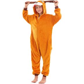 Animal Onesie Costumes for Kids Cosplay Halloween Boys Girls Warm Plush One Piece Brown Dog