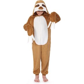 Halloween Unisex Kids Plush Sloth Onesie Hoodie Jumpsuit 4-12 Years