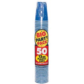 Bright Pink Plastic Cups (12 oz.) 50 Count - Stackable, Heavy-Duty & Eco-Friendly Party Drinkware