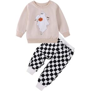 Baby Boys Halloween Outfit Toddler Pumpkin Sweatshirts Halloween Costumes Fall Winter Clothing Sets for Toddler Boys
