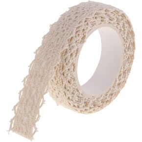 Beige Self-Adhesive Lace Washi Tape – 2 Yards Cotton Fabric Ribbon Trim,Decorative Sticky Tape for DIY Crafts, Scrapbook,Card Making, Wedding Album,and Embellishment Projects,Crochet Lace Masking Tape in Kuwait