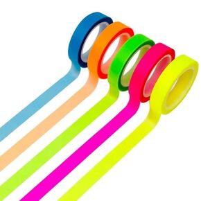 5 Rolls Multicolored Highlighter Tape Transparent Marking Sticker Removable Fluorescent Neon Tape Annotation Supplies for Teachers Students Reading Home Office and School Supplies(0.23inch X 16ft)