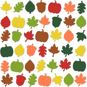 MixTeach 180 Pcs Fall Leaf Paper Cutouts 4 Inch Autumn Paper Cutouts Assorted Color Leaves Pumpkin Acorn Die Cut Fall Classroom Decor for Thanksgiving Bulletin Board School Craft Party Wall Decoration