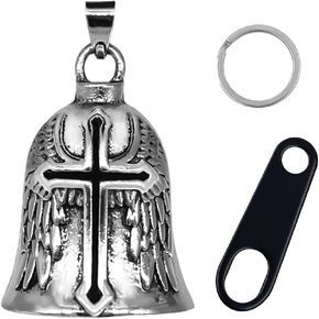 Motorcycle Bell Guardian Angel Motorcycle Accessories Spirit Bells for Good Luck Good Luck Keychain & Drive Safe Pendant Accessories For Bikers Riders Pets for Men Women Guard riding safety