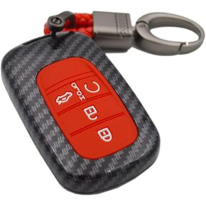 2-Layers Hybrid Combo Carbon Key Fob Cover + Keychain for 2022 2023 2024 2025 Honda Civic Accord CR-V HR-V V Pilot SI EX EX-L Touring Type R