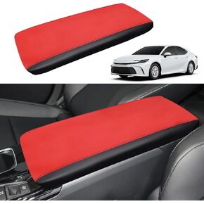 for Toyota Camry 2025 Car Armrest Cover Waterproof Center Console Pad Covers Scratch Resistance Box Cover Leather Protector Pad Decoration Accessories(Red+Black)