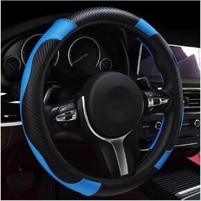 Car Steering Wheel Cover, 15 Inch Leather Breathable Auto Steering Wheel Protector, Comfortable Non-Slip Vehicle Steering Wheel Covers, Universal Interior Car Accessories (Black+Pink)