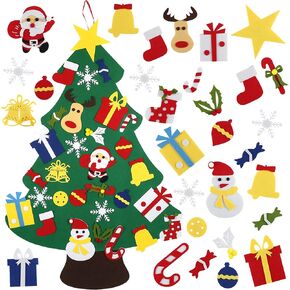 BYKITCHEN Felt Christmas Tree, 3.3 FT DIY Felt Christmas Tree Set for Kids, Wall Hanging Christmas Tree for Christmas Party Decor, Felt Xmas Tree Gift