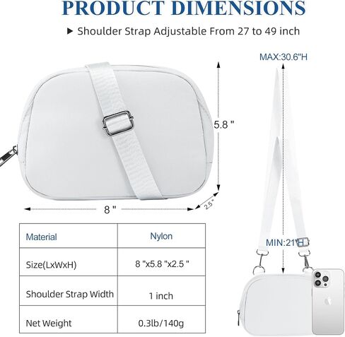 MAXTOP Small Nylon Crossbody Bags for Women Unisex Belt Bag Fanny Pack with Adjustable Strap for Traveling Shopping in Kuwait