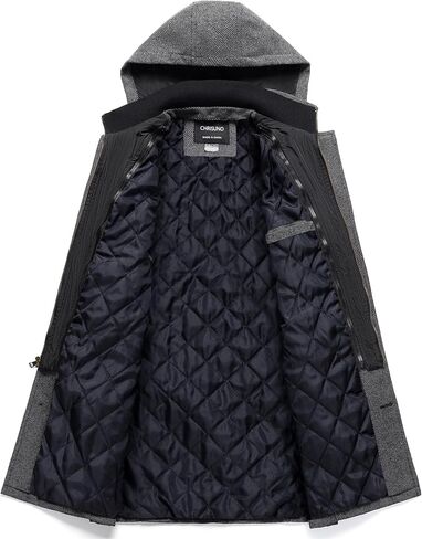 Chrisuno Men's Classic Long Pea Coat Warm Wool Blend Winter Trench Coat Single Breasted Overcoat with Detachable Collar in Saudi Arabia