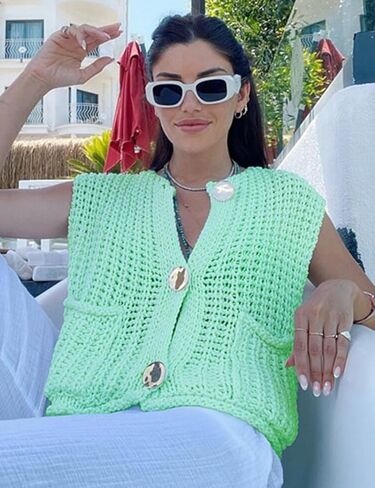 Womens Sleeveless Knit Cardigan Casual Cropped Button Down Sweater Vest Open Front Tops with Pockets in Kuwait