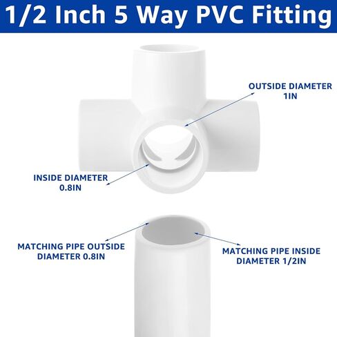 12 Pack 5 Way Pvc Fitting 1 inch Furniture PVC Fittings 5-Way Furnitures PVC Fittings 1 inch PVC Corner Fittings Connector for Building PVC Furniture Greenhouse Shed Pipe Fittings Tent Connection in Saudi Arabia