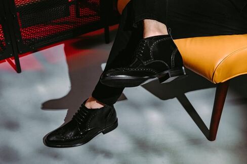 TOTO Men's Invisible Height Increasing Elevator Shoes - Leather Lace-up Wing-Tip Dress Boots - 2.8 Inches Taller in Kuwait