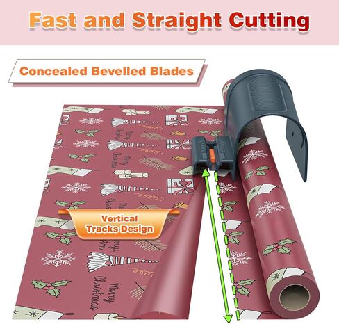 Wrapping Paper Cutter, 2 Pack Christmas Gift Wrap Cutters with Extra 6 Pcs Replaceable Blade Kit, Paper Cutter Slider Tool Set Crafting Birthday Gifts Packing Wrap Rolls Cutting Supplies in Kuwait